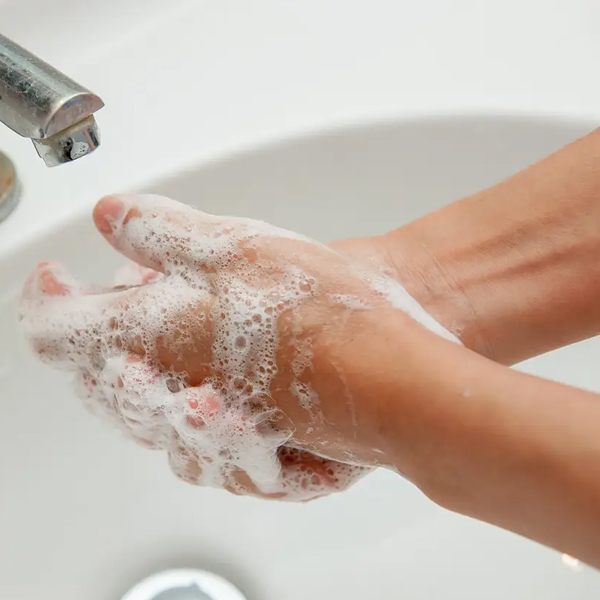 washing hands with soap and water